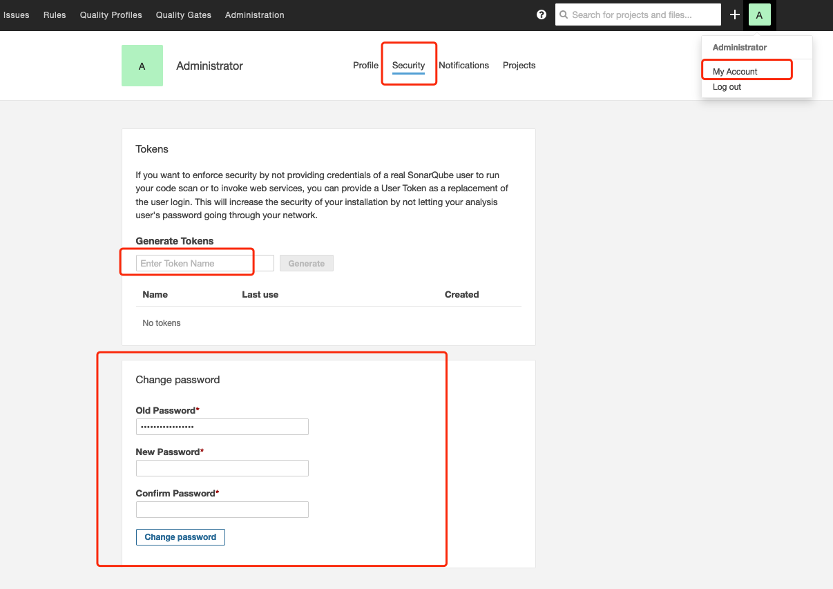 配置SonarQube Token